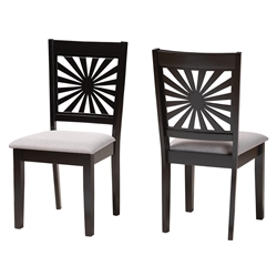 Baxton Studio Olympia Modern Grey Fabric and Espresso Brown Finished Wood 2-Piece Dining Chair Set